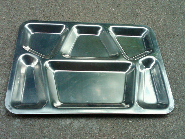 UNITED STATES MILITARY MESS HALL LUNCH ROOM TRAY STAINLESS STEEL CAFETERIA FOOD SERVER DISH 1951 KOREAN WAR ERA ARMY COLLECTIBLE UTENSIL