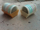 TUPPERWARE DRINK COASTER SET RETRO PASTEL PLASTIC TABLE BAR ACCESSORY