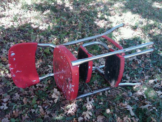 STEEL KITCHEN STOOL FOLD OUT STEP LADDER 1950'S ERA METAL SEAT