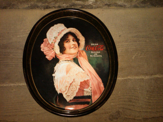 COKE COCA COLA BETTY GIRL VICTORIAN LADY TIN TRAY SOFT DRINK SODA POP ADVERTISING PLATTER
