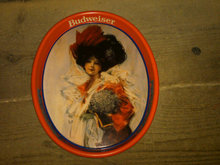 ANHEUSER BUSCH BUDWEISER BEER BEVERAGE SERVING TRAY BEAUTIFUL VICTORIAN GIRL PAINTED STEEL PLATTER