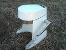 MAGIC HOSTESS RETRO FRUIT JUICER CITRUS REAMER WHITE PAINTED METAL CHROME PRESS HANDLE