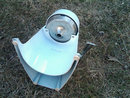 MAGIC HOSTESS RETRO FRUIT JUICER CITRUS REAMER WHITE PAINTED METAL CHROME PRESS HANDLE