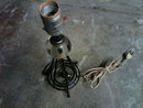 GLASS SPHERE BALL LAMP ROCKET SHIP LOOK STEEL WIRE ELECTRIC LIGHT 1950'S DESK ACCESSORY LIGHTING DEVICE