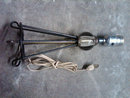 GLASS SPHERE BALL LAMP ROCKET SHIP LOOK STEEL WIRE ELECTRIC LIGHT 1950'S DESK ACCESSORY LIGHTING DEVICE