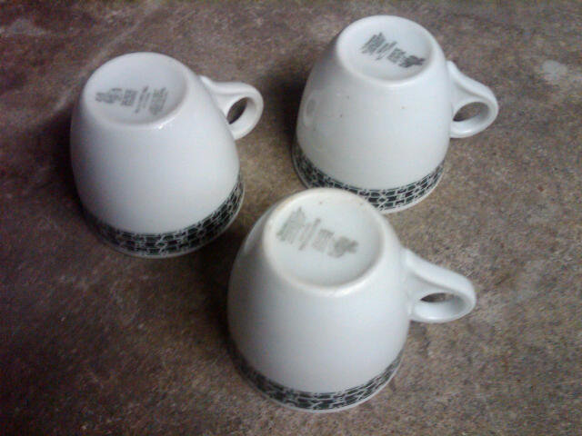 HEAVY RESTAURANT CHINA DEMITASSE CUP SMALL COFFEE MUG ALBERT PICK GREEN MILL BLACK KNIGHT CHICAGO ILLINOIS GERMANY STAMP MARK