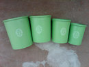 TUPPERWARE DRY GOODS STORAGE CANNISTER GREEN WHITE PLASTIC TUB NESTING STYLE CONTAINER UTENSIL