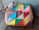 COLORFUL RAINBOW VINYL PURSE RETRO HANDBAG TOTE HAYGOOD TIGARD OREGON ADVERTISING TAG