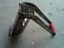 VILLA POTATO CHIPPER FRENCH FRY CUTTER VEGETABLE DICER CUBER HAND OPERATED GADGET STEEL KITCHEN TOOL DEPRESSION ERA FOOD PREPARATION UTENSIL