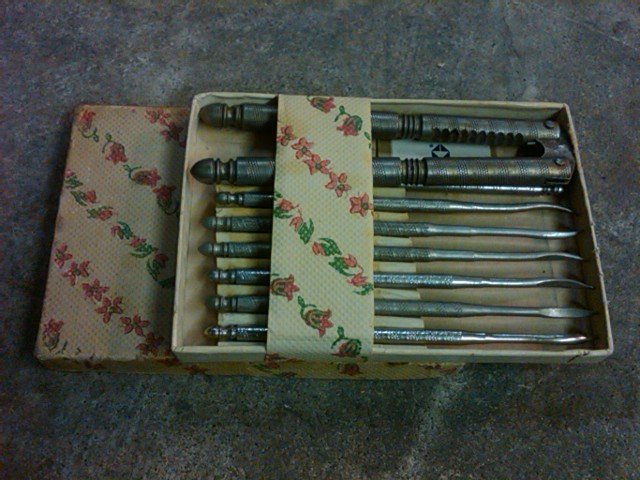 NUT CRACKER SHELL BREAKER COCKTAIL PICK SET DEPRESSION ERA BAR ACCESSORY