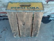 LAS CRUCES NEW MEXICO TOWN STAMP ADVERTISING WOOD BOX PEPSI COLA SOFT DRINK BOTTLE TOTE SODA POP CARRIER CASE CRATE
