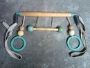 BABY CRADLE GYM JADE GREEN PLASTIC HOOP RING TOY WOODEN BEAD BED ACCESSORY