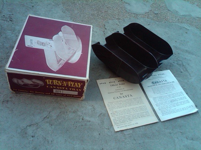 TURN N PLAY CANASTA TRAY CARD GAME ACCESSORY SANFORD PRODUCTS ST LOUIS MISSOURI ORIGINAL BOX