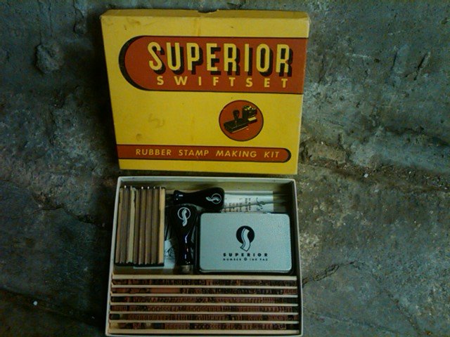 SUPERIOR SWIFTSET RUBBER STAMP MAKING KIT INKING TOOL ORIGINAL OFFICE STORE BOX