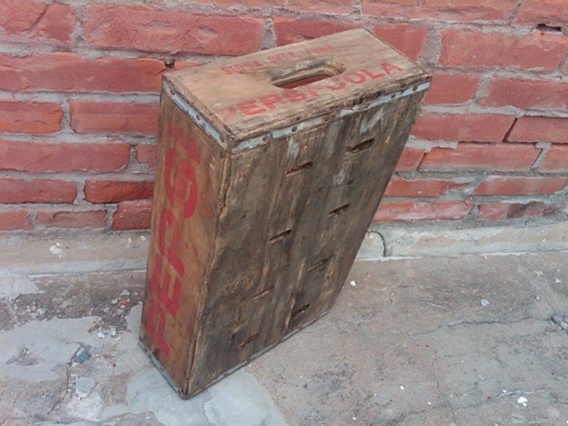 SIOUX CITY IOWA PEPSI COLA CRATE SOFT DRINK SODA POP BOTTLE TOTE CARRIER CASE WOODEN BOX