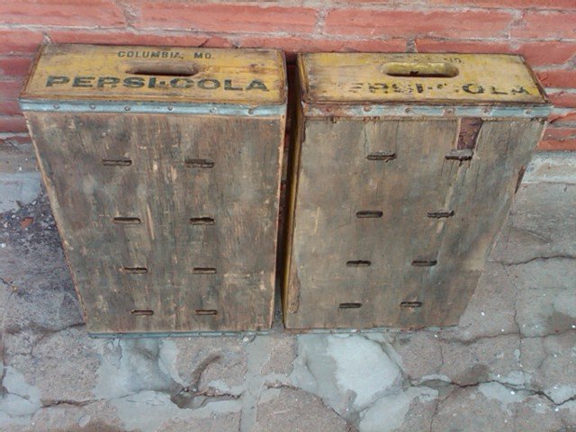 COLUMBIA MISSOURI PEPSI COLA CRATE SOFT DRINK SODA POP BOTTLE TOTE CARRIER CASE WOODEN BOX