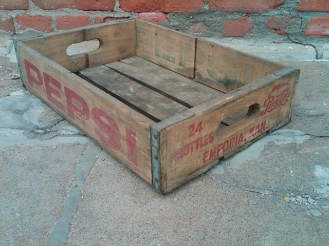 EMPORIA KANSAS PEPSI COLA CRATE SOFT DRINK SODA POP BOTTLE TOTE CARRIER CASE WOODEN BOX