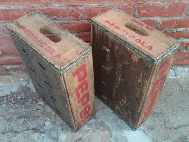 OMAHA NEBRASKA PEPSI COLA CRATE SOFT DRINK SODA POP BOTTLE TOTE WOODEN CARRIER CASE BOX