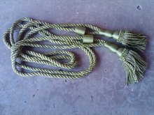 RETRO GREEN SATIN DRAPERY TASSEL CURTAIN TIE BACK DECORATIVE BRAIDED ROPE