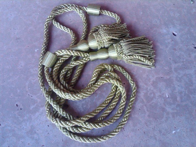RETRO GREEN SATIN DRAPERY TASSEL CURTAIN TIE BACK DECORATIVE BRAIDED ROPE