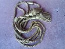 RETRO GREEN SATIN DRAPERY TASSEL CURTAIN TIE BACK DECORATIVE BRAIDED ROPE