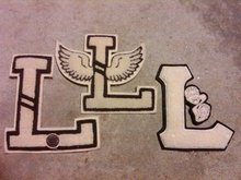 VARSITY LETTER L HIGH SCHOOL JACKET GARMENT APPAREL PATCH THEATRE BASKETBALL TRACK FIELD WINGS LOWE CAMPBELL ATHLETIC GOODS STICKER TAG