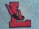 RED BLACK LETTER L HIGH SCHOOL VARSITY JACKET PATCH SWIMMER DIVER SPORT GARMENT DECORATION
