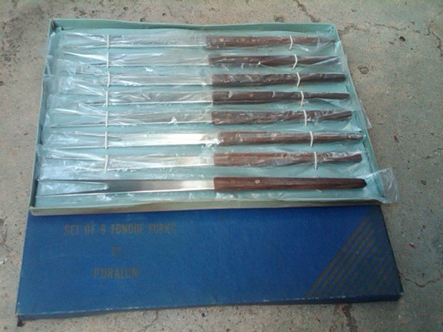 PURALUM STAINLESS STEEL FONDUE FORK COCKTAIL SERVER TOOL RETRO KITCHEN BAR UTENSIL