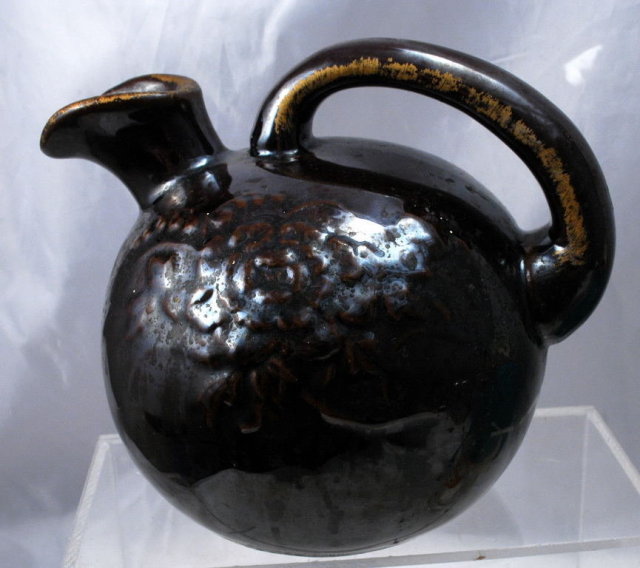 Small Brown Glazed Syrup Pitcher Jug
