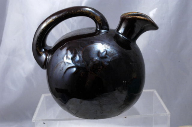 Small Brown Glazed Syrup Pitcher Jug