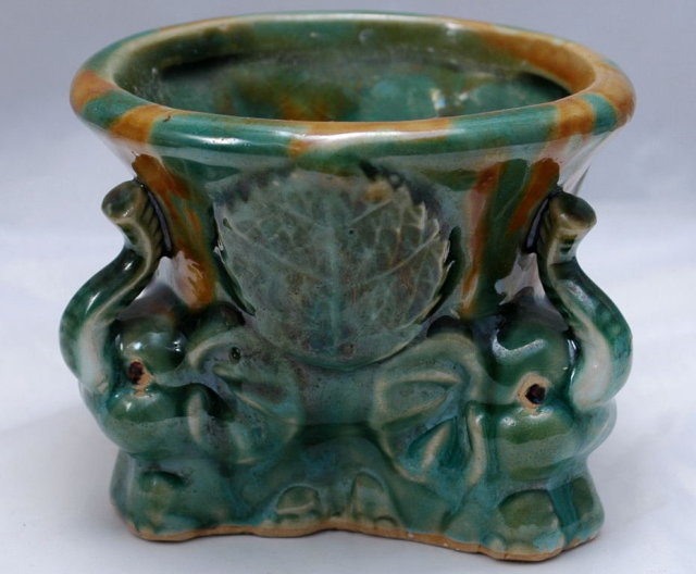 Majolica Drip Glaze Elephants Pottery Planter. ** PRICE REDUCED !**