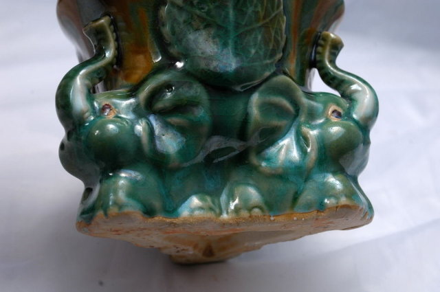 Majolica Drip Glaze Elephants Pottery Planter. ** PRICE REDUCED !**