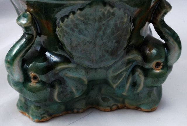 Majolica Drip Glaze Elephants Pottery Planter. ** PRICE REDUCED !**