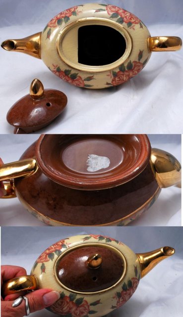 Aladdin's Lamp Style Teapo Hand painted Roses & Gold Trim * PRICED REDUCED!**