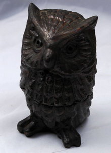 Old Figural Metal Owl Incense Burner