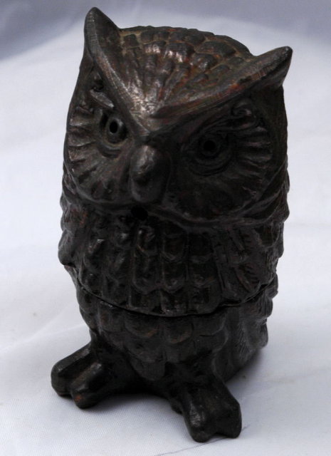 Old Figural Metal Owl Incense Burner