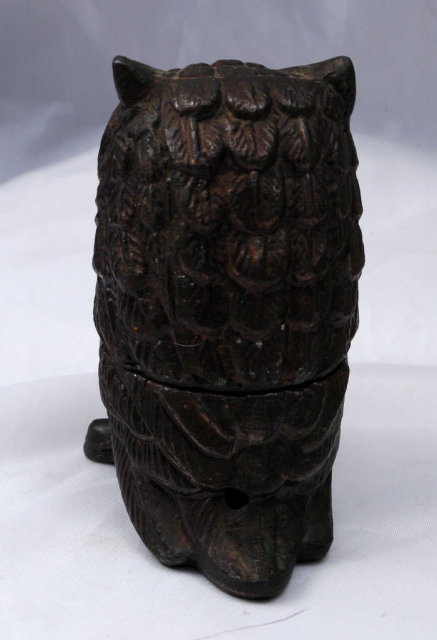Old Figural Metal Owl Incense Burner