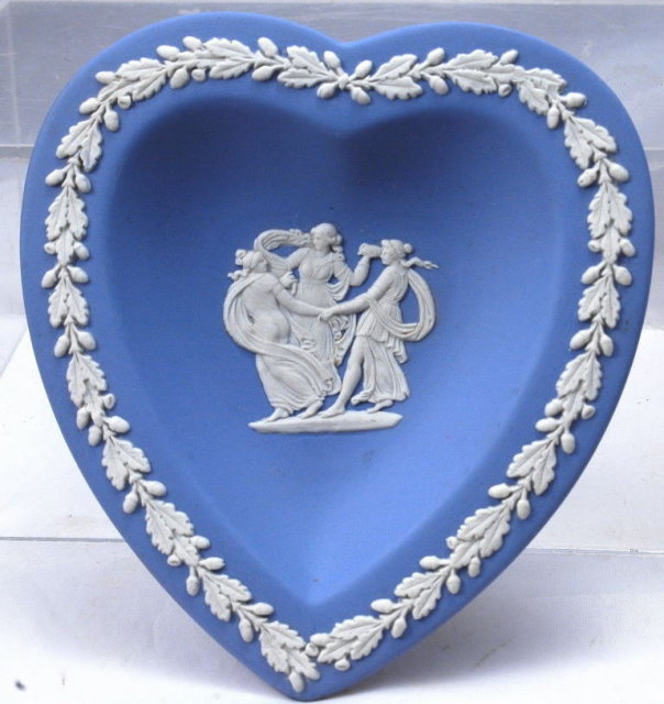 Blue Jasperware Heart Shaped Dish