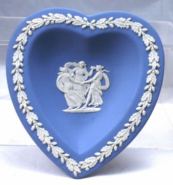 Blue Jasperware Heart Shaped Dish