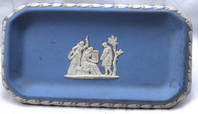 Blue Jasperware Rectangle Pin Tray or Dish