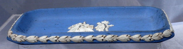 Blue Jasperware Rectangle Pin Tray or Dish
