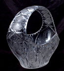 Large Brilliant Cut Etched Crystal Glass Basket