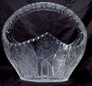 Large Brilliant Cut Etched Crystal Glass Basket