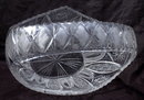 Large Brilliant Cut Etched Crystal Glass Basket