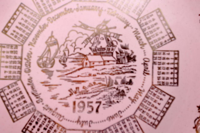 1957 Pink Gold Calender Plate, Taylor Smith Taylor
