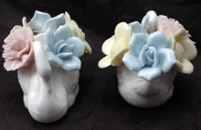 Porcelain Swans Candle Stick Holders Arco Fine Quality Dallas made in Japan