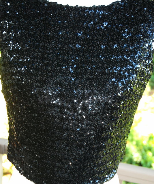Vintage Black Sequin Top , zippered back