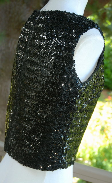 Vintage Black Sequin Top , zippered back