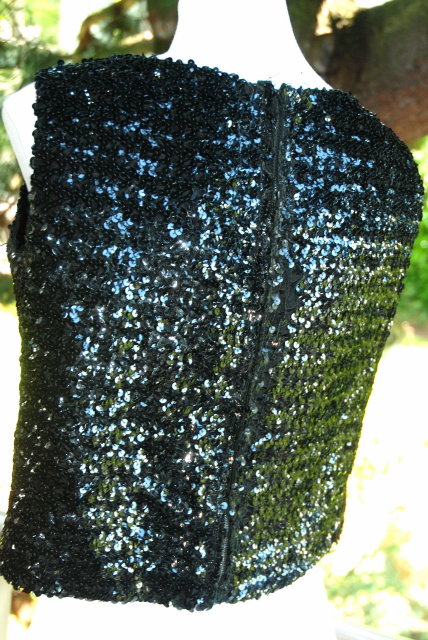 Vintage Black Sequin Top , zippered back
