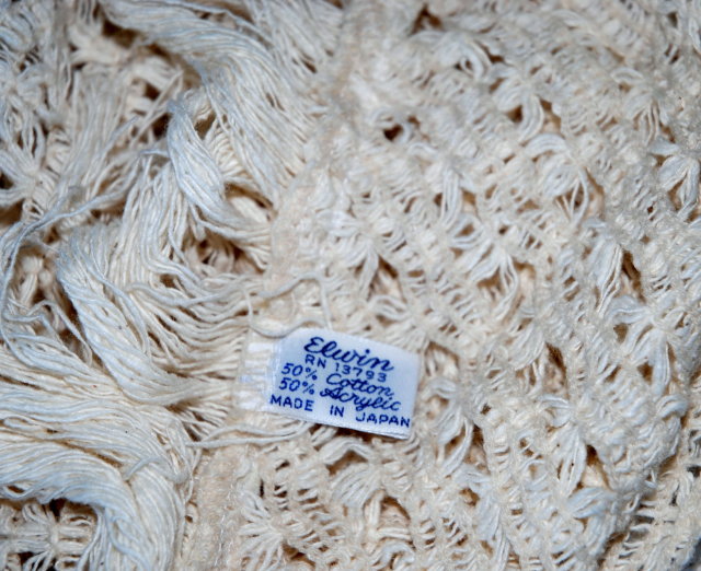 Beautiful Vintage Crochet Wrap, Shawl by Elwrin Made in Japan.